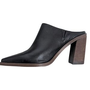 Vince Camuto Weeren Black Leather Mules Heeled Slides Size 6.5